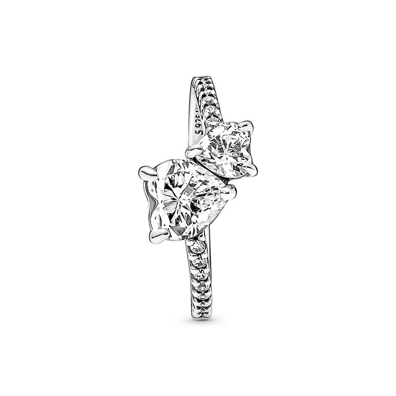 Double Heart Sparkling Ring 191198C01