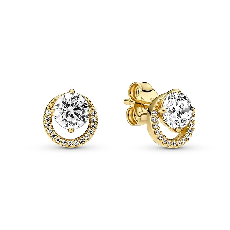 Sparkling Round Halo Stud Earrings 261248C01