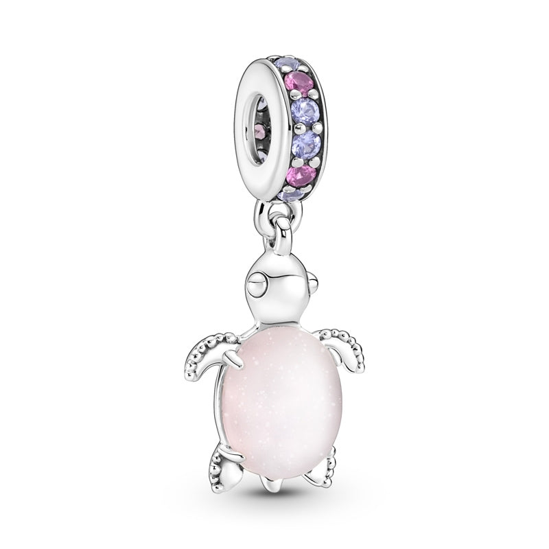 Murano Glass Pink Sea Turtle Dangle Charm 798939C02