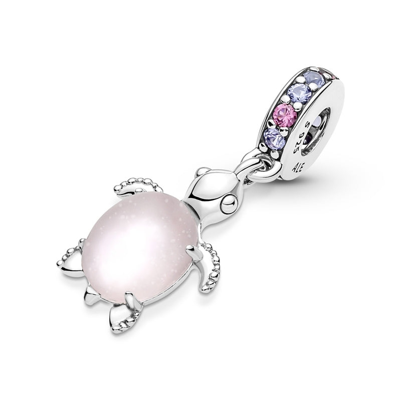 Murano Glass Pink Sea Turtle Dangle Charm 798939C02