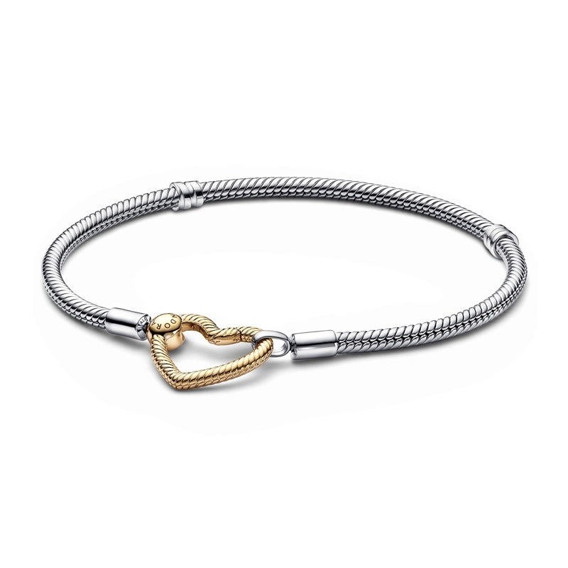 Gold Plated Moments Heart Closure Snake Chain Bracelet