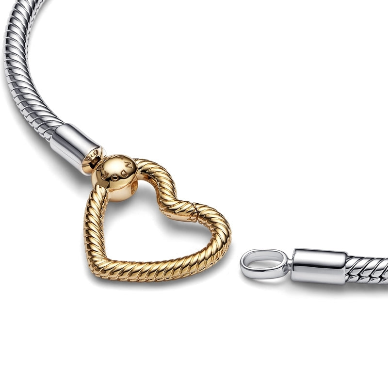 Gold Plated Moments Heart Closure Snake Chain Bracelet