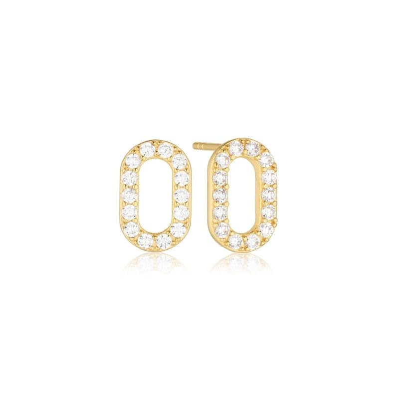 Capizzi Earrings - 18k gold plated, with white zirconia