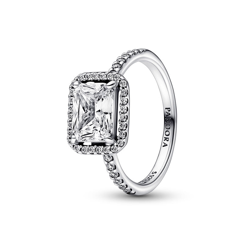 Rectangular Sparkling Halo Ring 192391C01