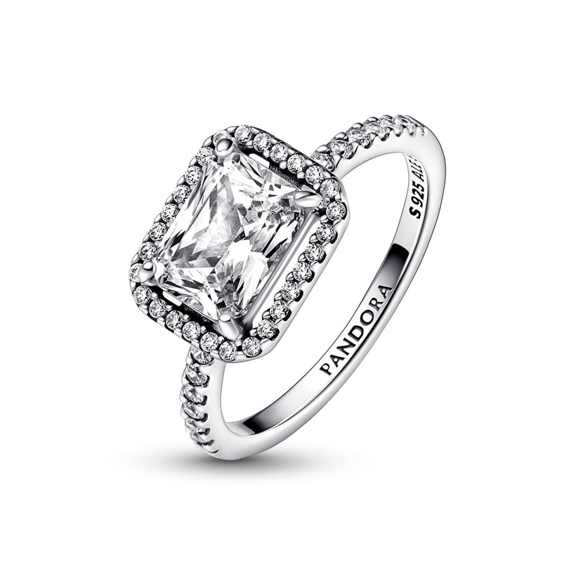 Rectangular Sparkling Halo Ring 192391C01