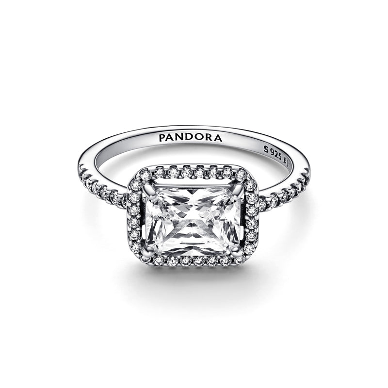 Rectangular Sparkling Halo Ring 192391C01