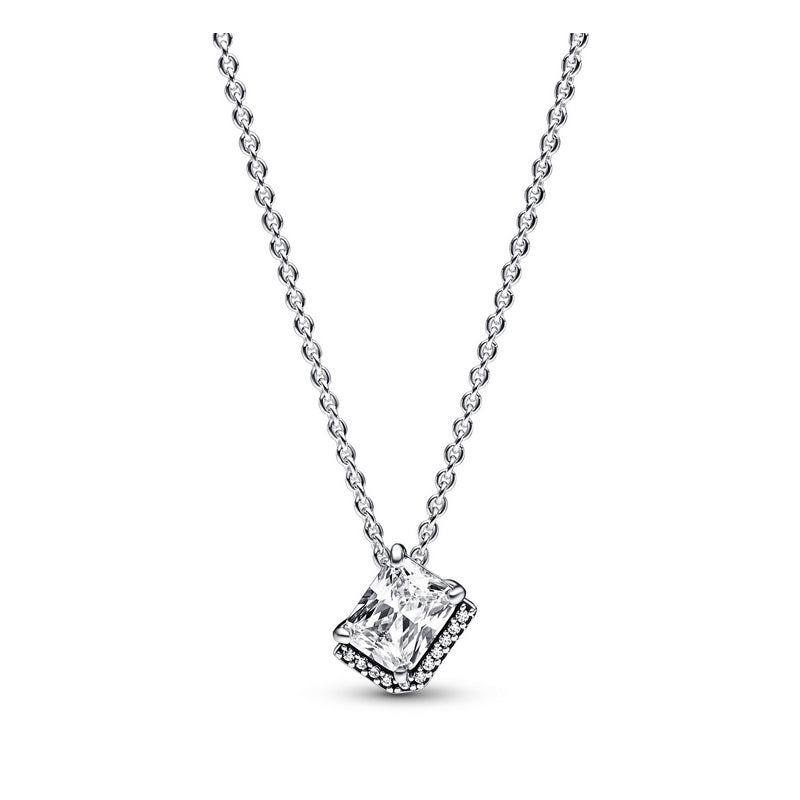 Rectangular Sparkling Halo Collier Necklace 392388C01