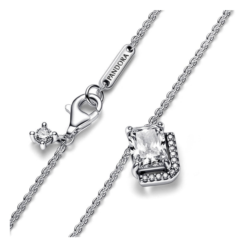 Rectangular Sparkling Halo Collier Necklace 392388C01