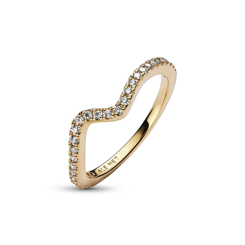 Gold Plated Sparkling Wave Ring