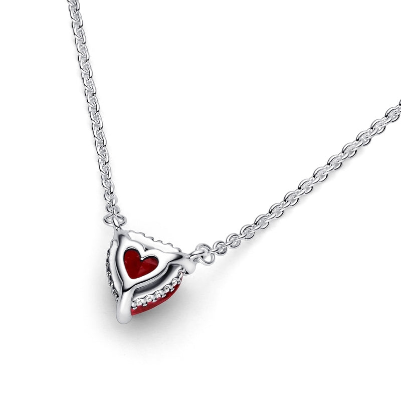 Sparkling Heart Halo Pendant Collier Necklace 392542C01