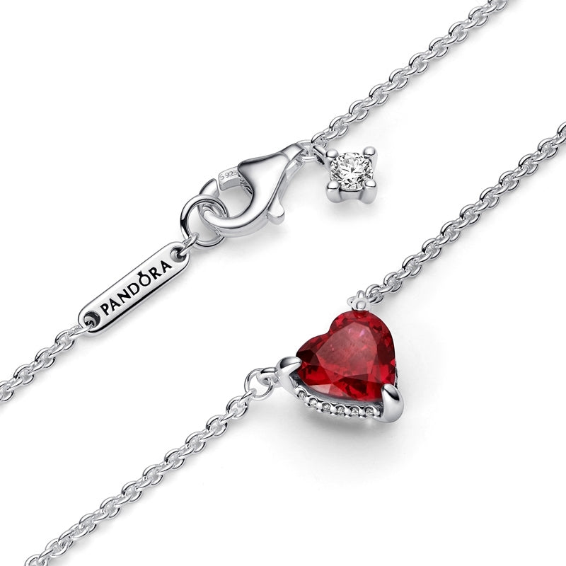 Sparkling Heart Halo Pendant Collier Necklace 392542C01