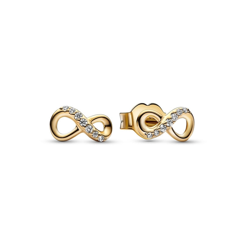 14k Gold-plated Sparkling Infinity Stud Earrings