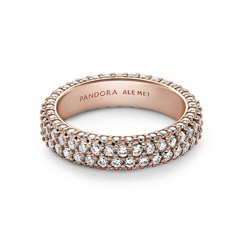 14k Rose Gold-Plated Timeless Pavé Double-row Ring