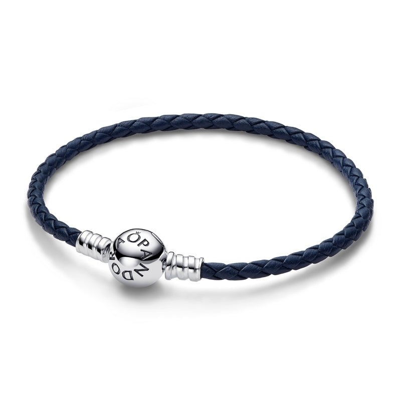 Moments Celestial Clasp Blue Braided Leather Bracelet