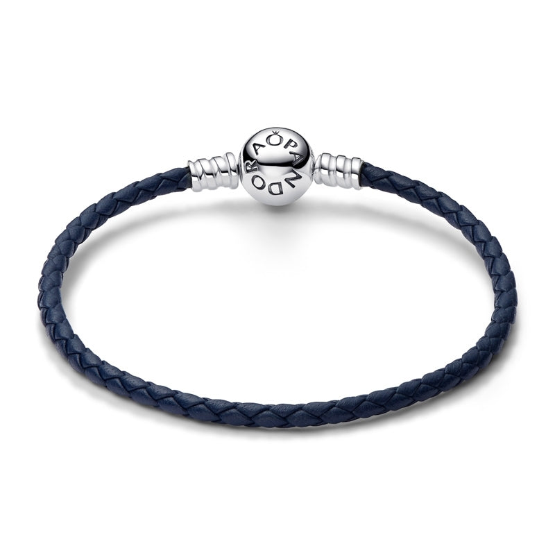 Moments Celestial Clasp Blue Braided Leather Bracelet