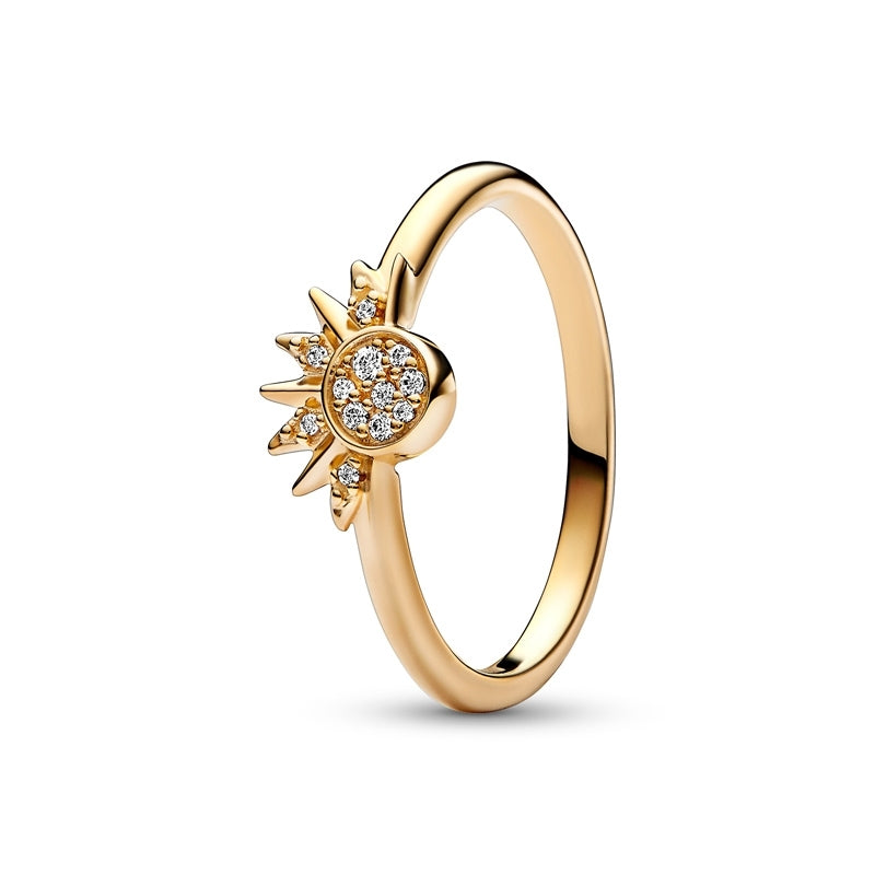 14k Gold-Plated Celestial Sparkling Sun Ring
