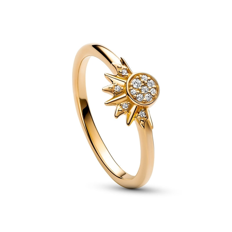 14k Gold-Plated Celestial Sparkling Sun Ring