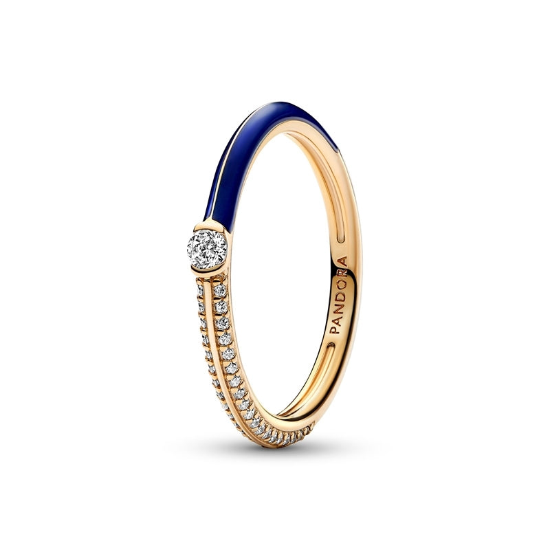ME 14k Gold-Plated Pavé & Blue Dual Ring