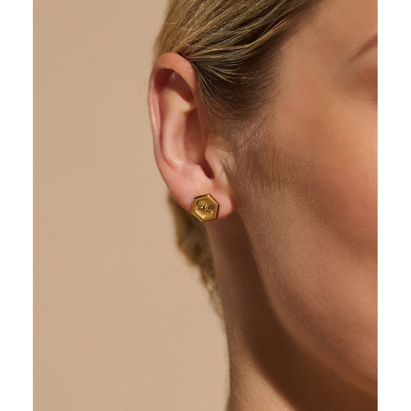 Minima Bee Gold IP Stud Earrings