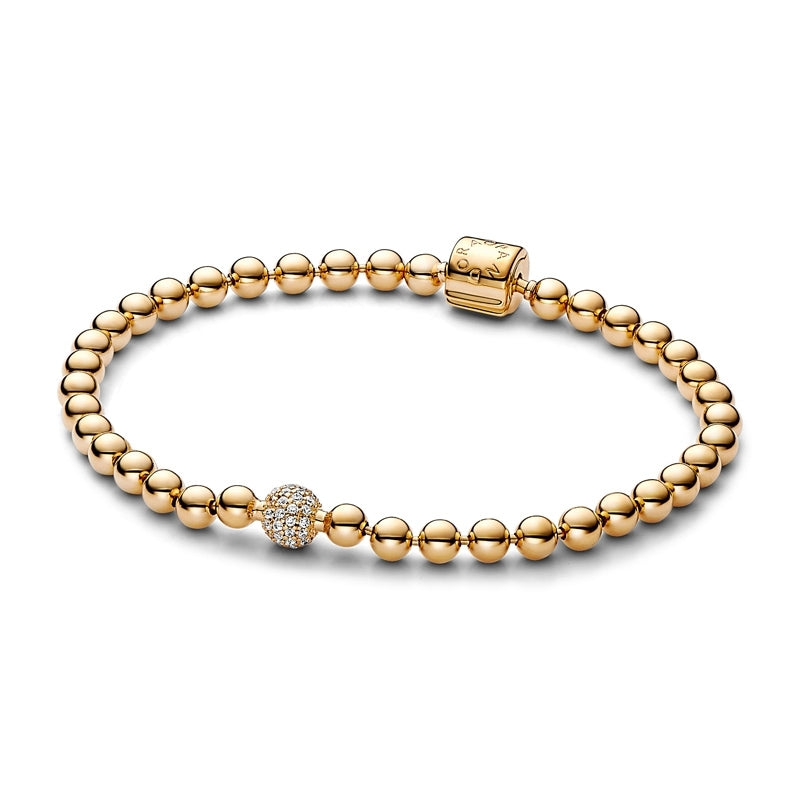 14k Gold-Plated Beads & Pavé Bracelet