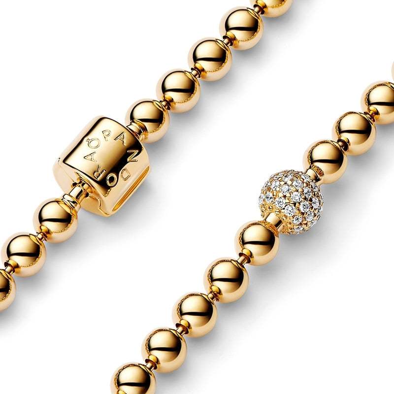 14k Gold-Plated Beads & Pavé Bracelet
