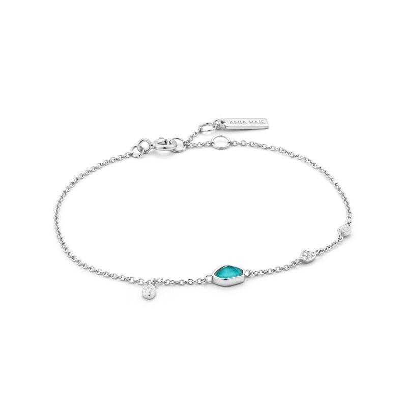 Silver Turquoise Discs Bracelet