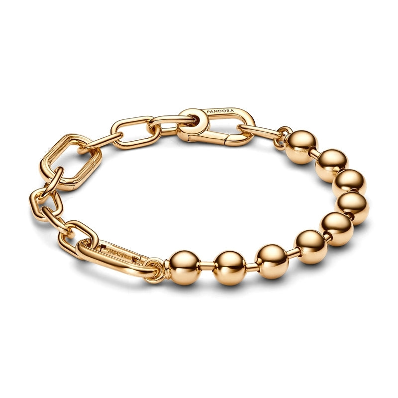 ME 14k Gold-Plated Metal Bead & Link Chain Bracelet