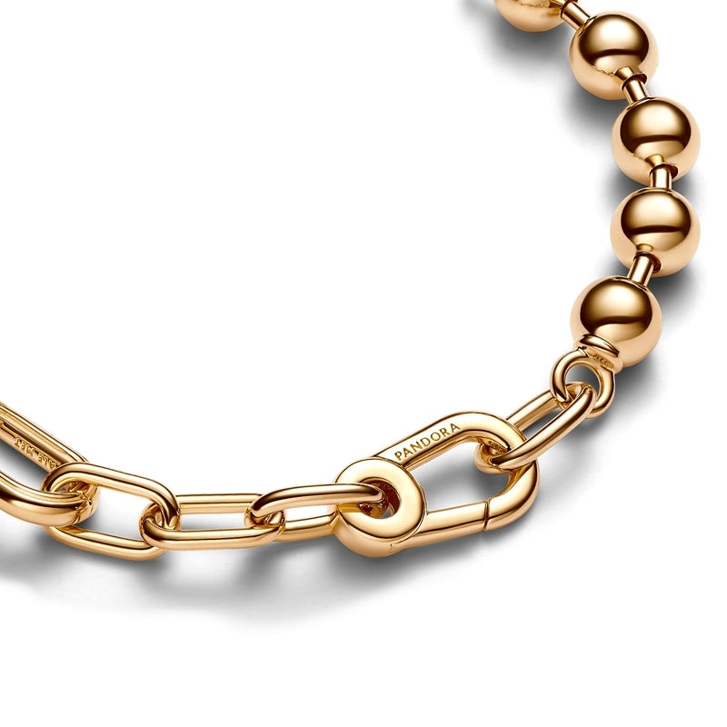 ME 14k Gold-Plated Metal Bead & Link Chain Bracelet