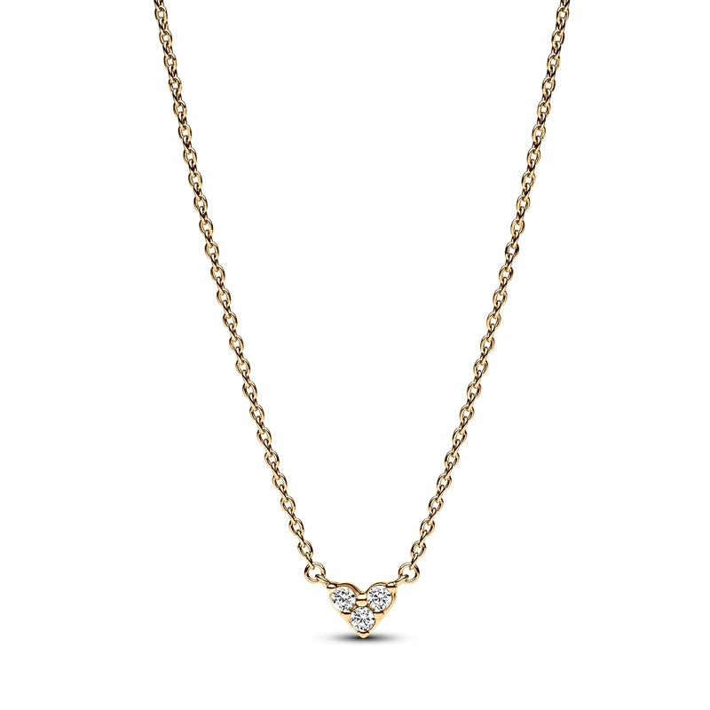 14k Gold-Plated Triple Stone Heart Collier Necklace