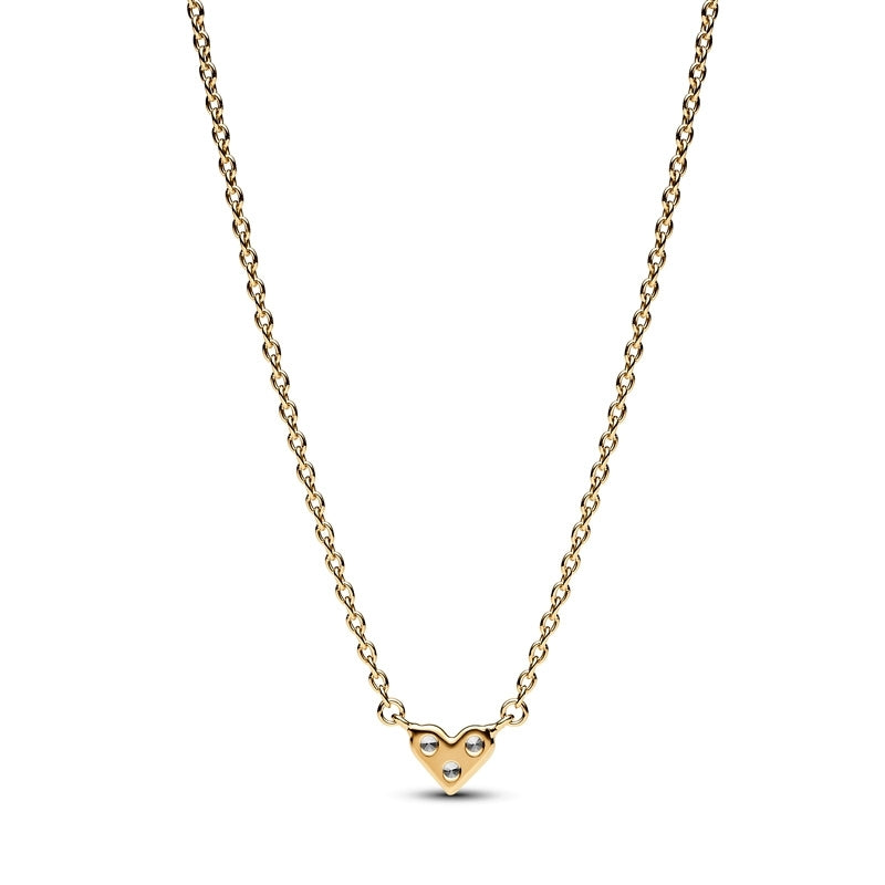 14k Gold-Plated Triple Stone Heart Collier Necklace
