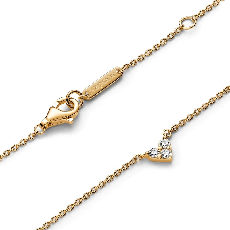 14k Gold-Plated Triple Stone Heart Collier Necklace