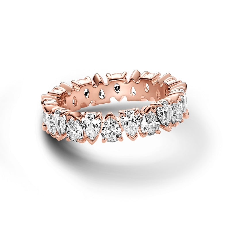 14k Rose Gold-Plated Alternating Sparkling Band Ring