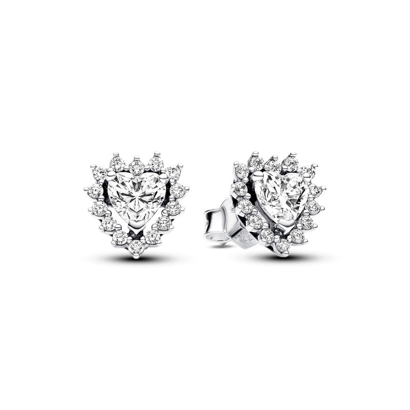 Sparkling Heart Halo Stud Earrings 293097C01