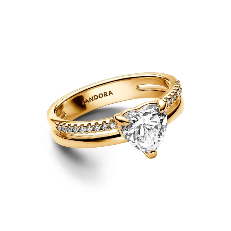 14k Gold-Plated Double Band Heart Ring