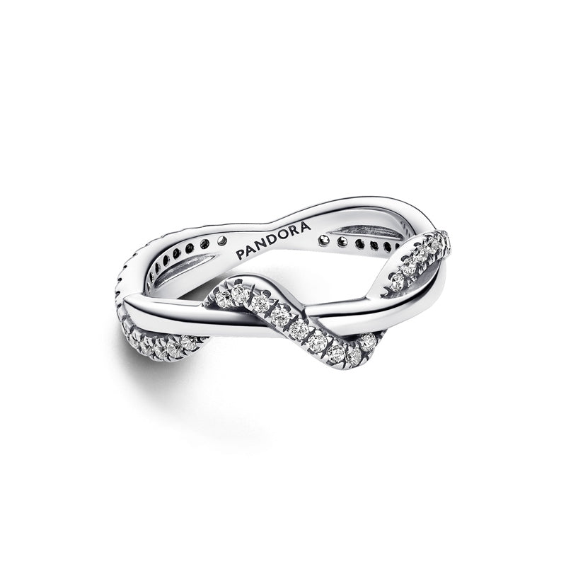 Sparkling Intertwined Wave Ring