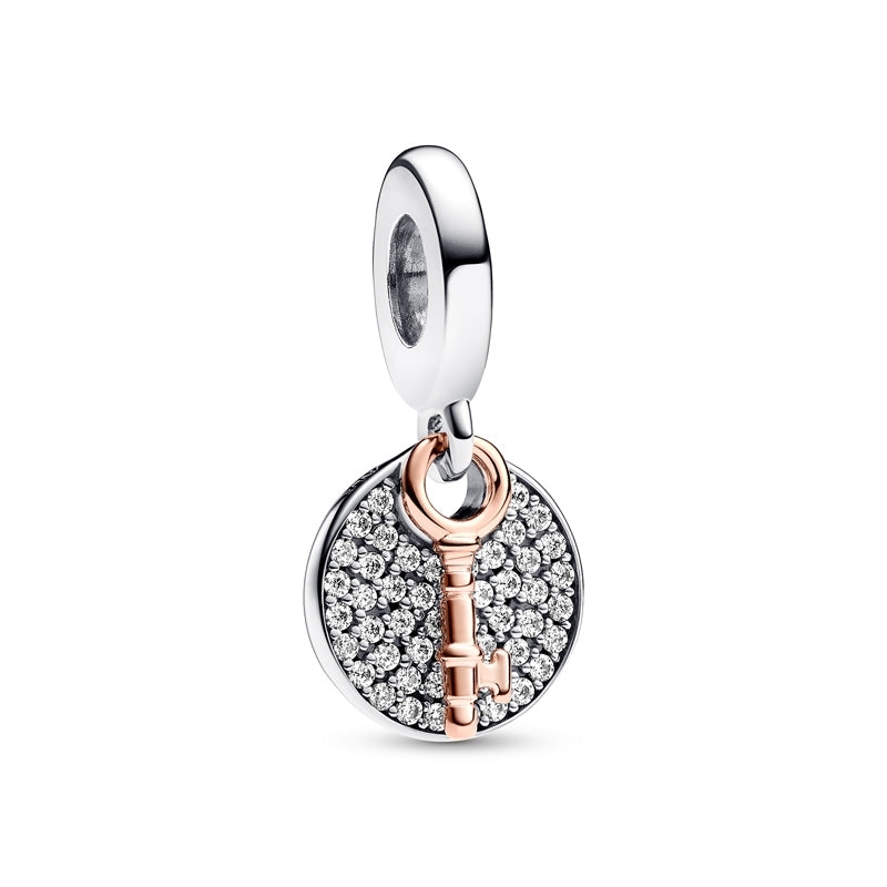 Key Charm Two Ropes Two-tone Key to Happiness Double Dangle Charm – Gift & Wrap