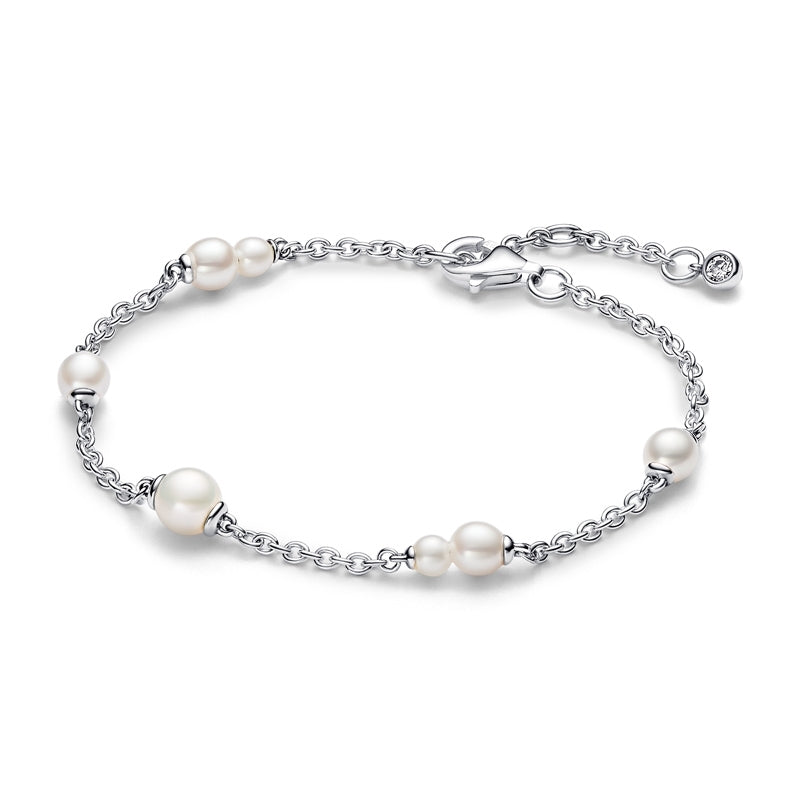 Treated Freshwater Cultured Pearl Station Chain Bracelet