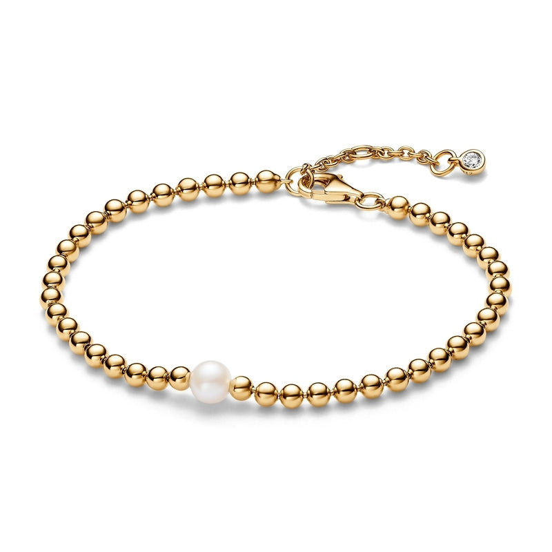 14k Gold-Plated Treated Freshwater Cultured Pearl & Beads Bracelet