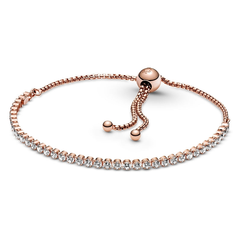 Rose Gold-Plated Sparkling Slider Tennis Bracelet