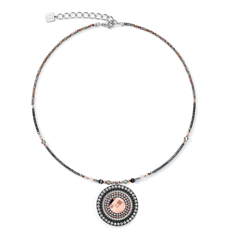 Crystals & Striped Onyx Grey-Crystal Amulet Necklace