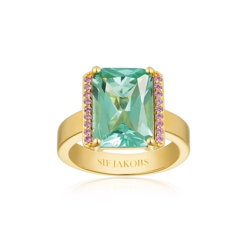 18k Gold-Plated Roccanova Pink and Turquoise Ring