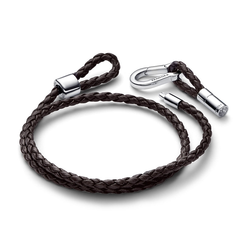 Moments Brown Braided Double Leather Bracelet