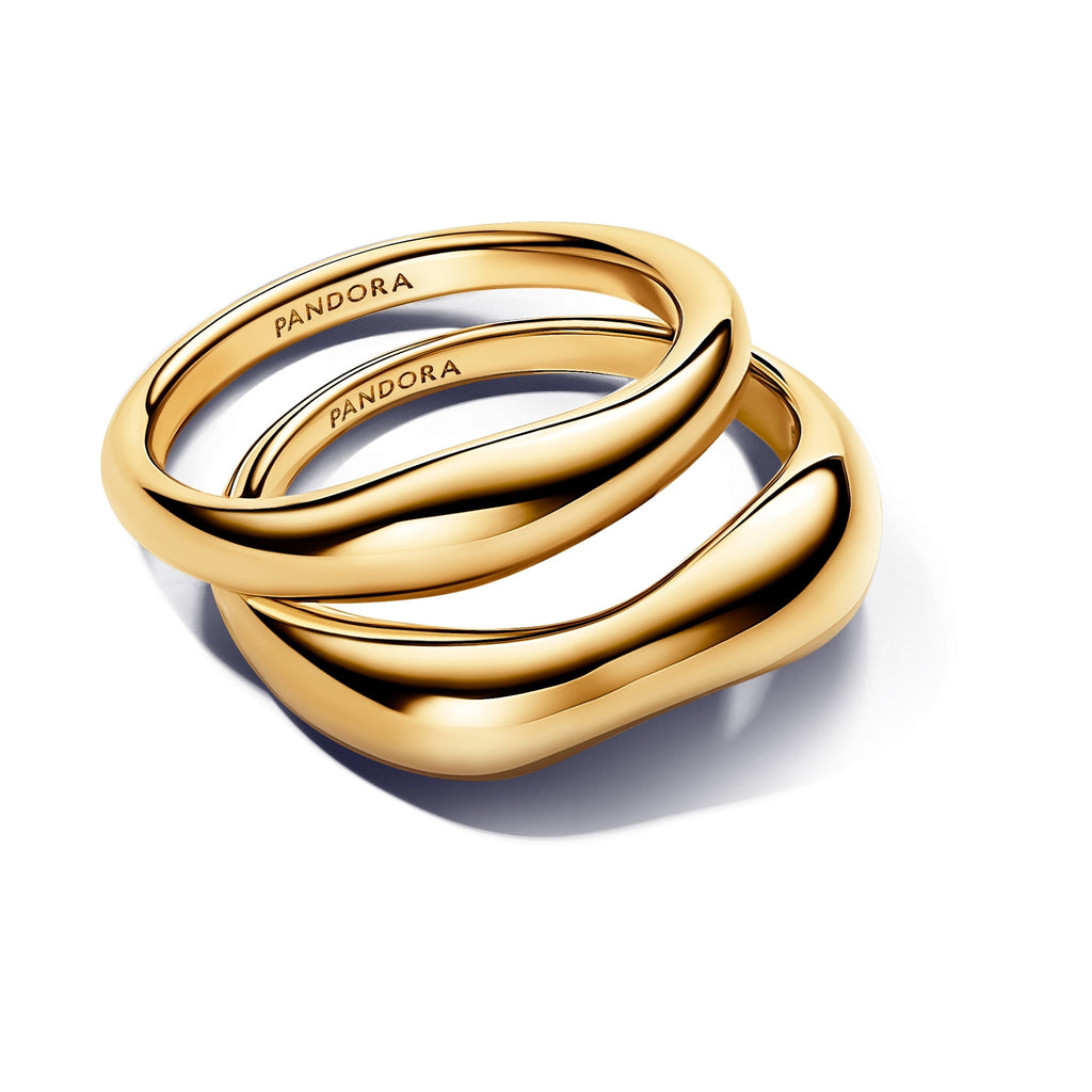 14k Gold-Plated Organically Shaped Stacking Rings