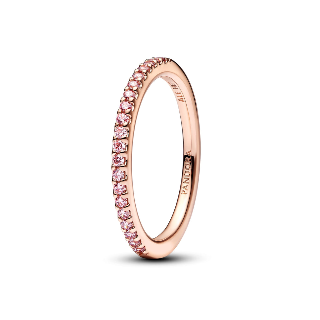 14k Rose Gold-Plated Sparkling Pink Band Ring