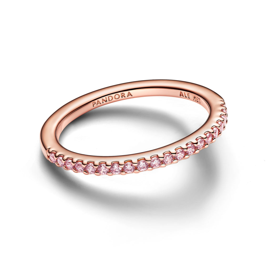14k Rose Gold-Plated Sparkling Pink Band Ring