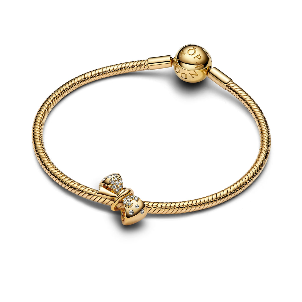 14k Gold-Plated Sparkling Bow Charm