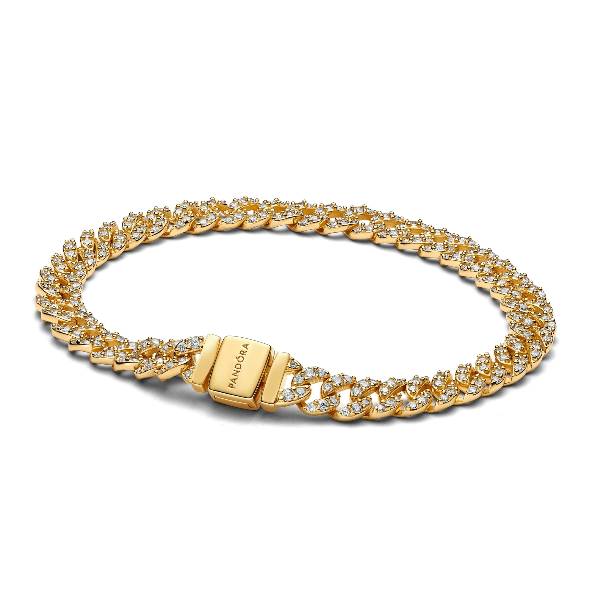 14k Gold-Plated Pavé Cuban Chain Bracelet