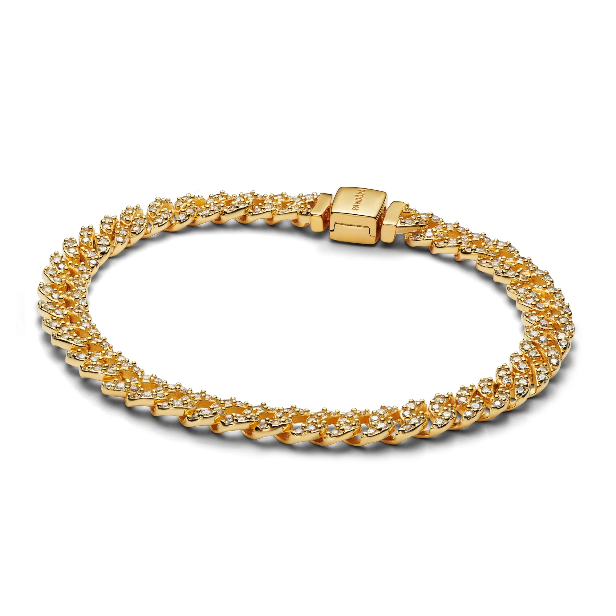 14k Gold-Plated Pavé Cuban Chain Bracelet