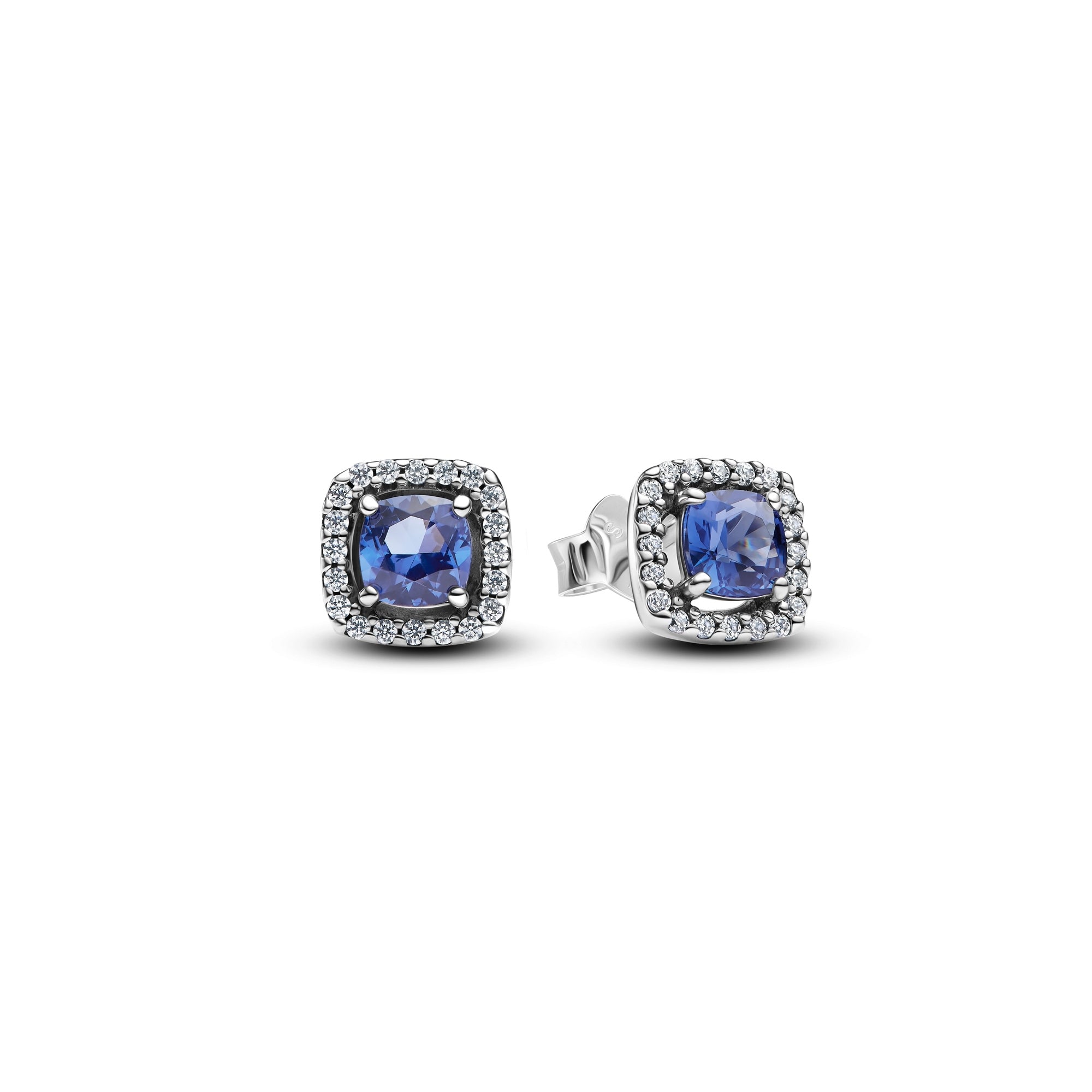 Sparkling Square Blue Halo Stud Earrings 293551C01