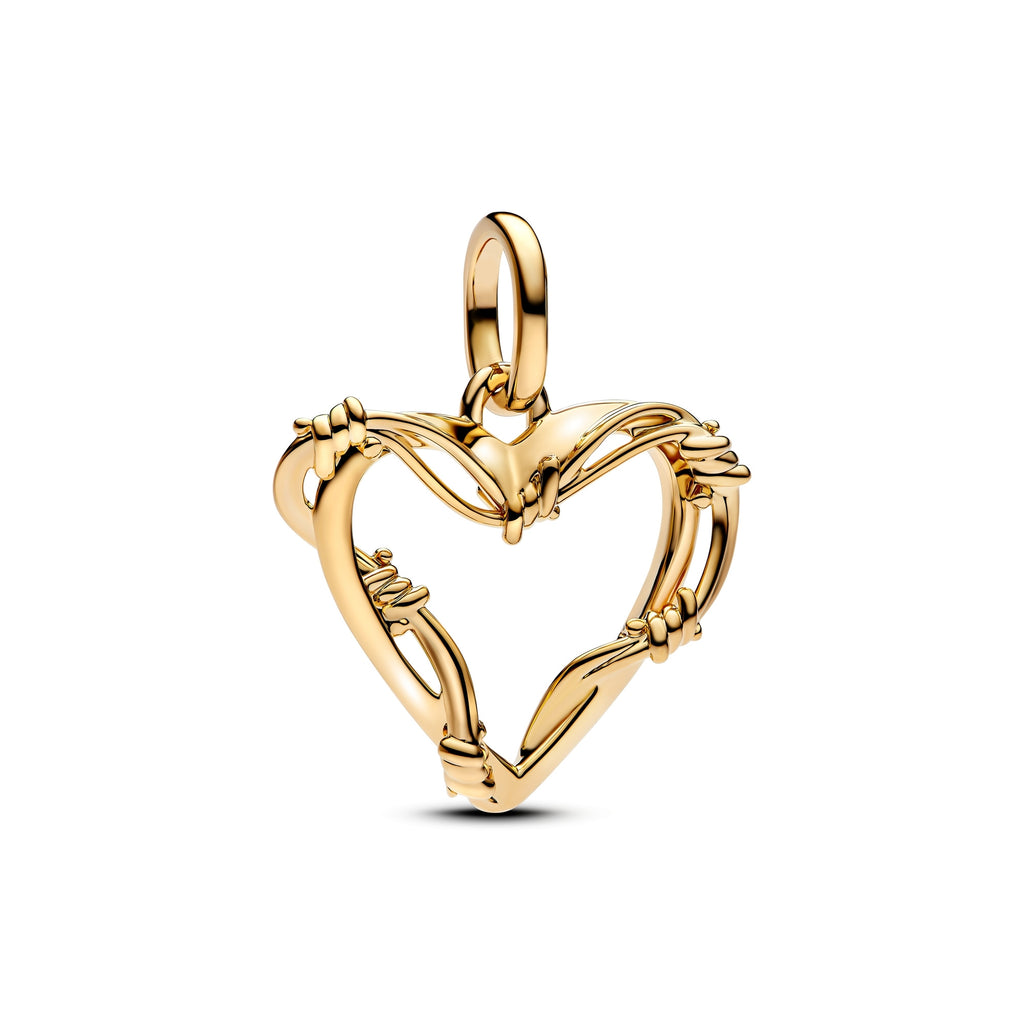 14k Gold-Plated Wire Heart Dangle Charm